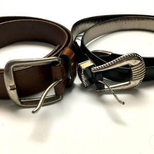 Gap Genuine Leather Belt + Faux Leather Bundle  Medium Brown Black Western